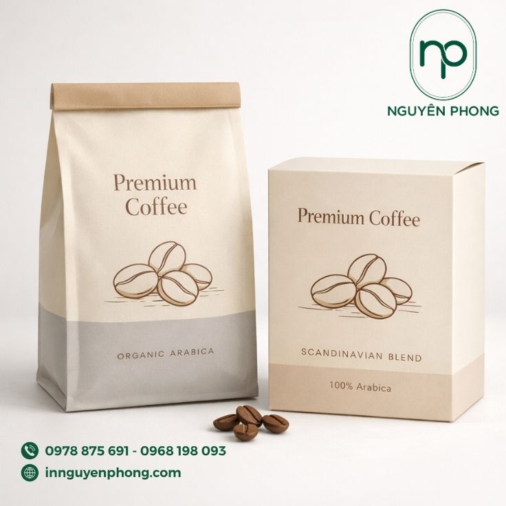 Mẫu in hộp đựng cà phê đơn giản 